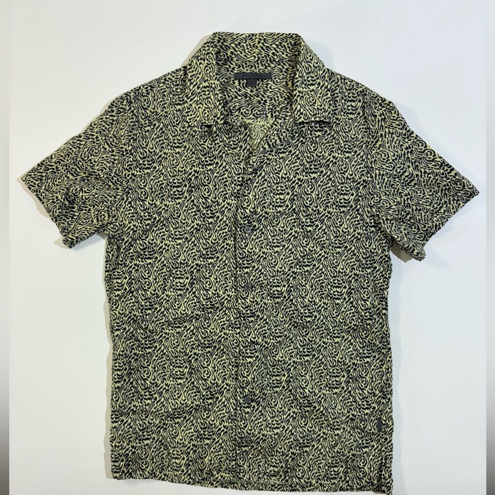 John Varvatos Black and Yellow Patterned Shirt - Small